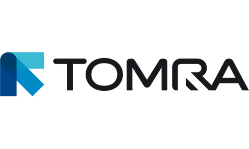 TOMRA logo in black and blue on a white background
