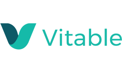 Vitable logo with teal icon and wordmark on a white background