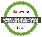 IKnowWho badge: Winner Best Small Agency Candidate Experience 2023, Recruiter Insider