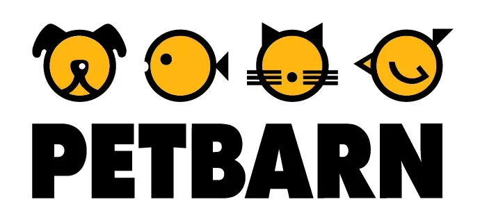 PETBARN logo with four stylized black-and-yellow cat faces above bold black text