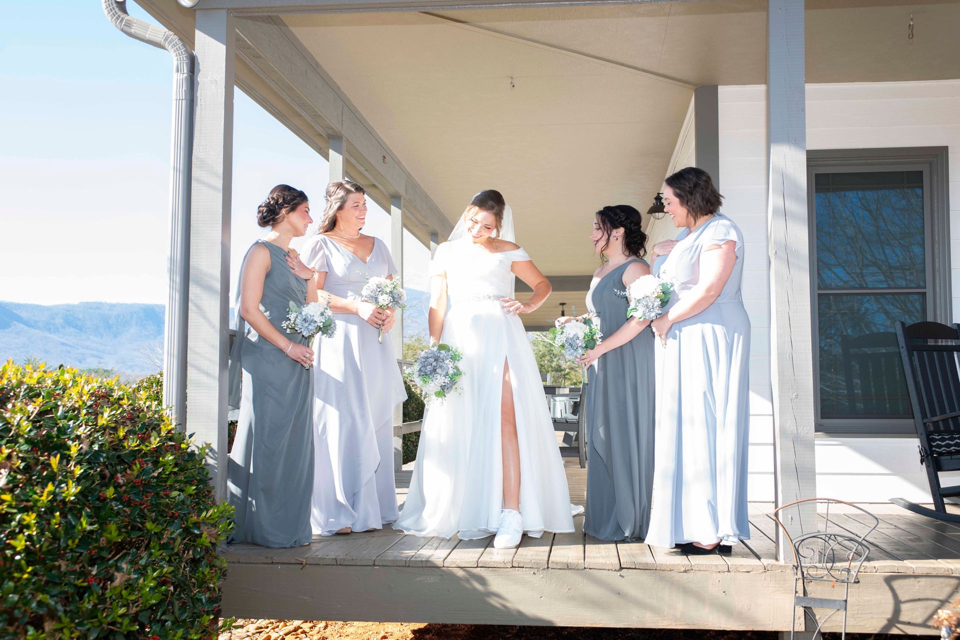 Bridal party standing together during outdoor ceremony at Blue Ridge mountain wedding venue