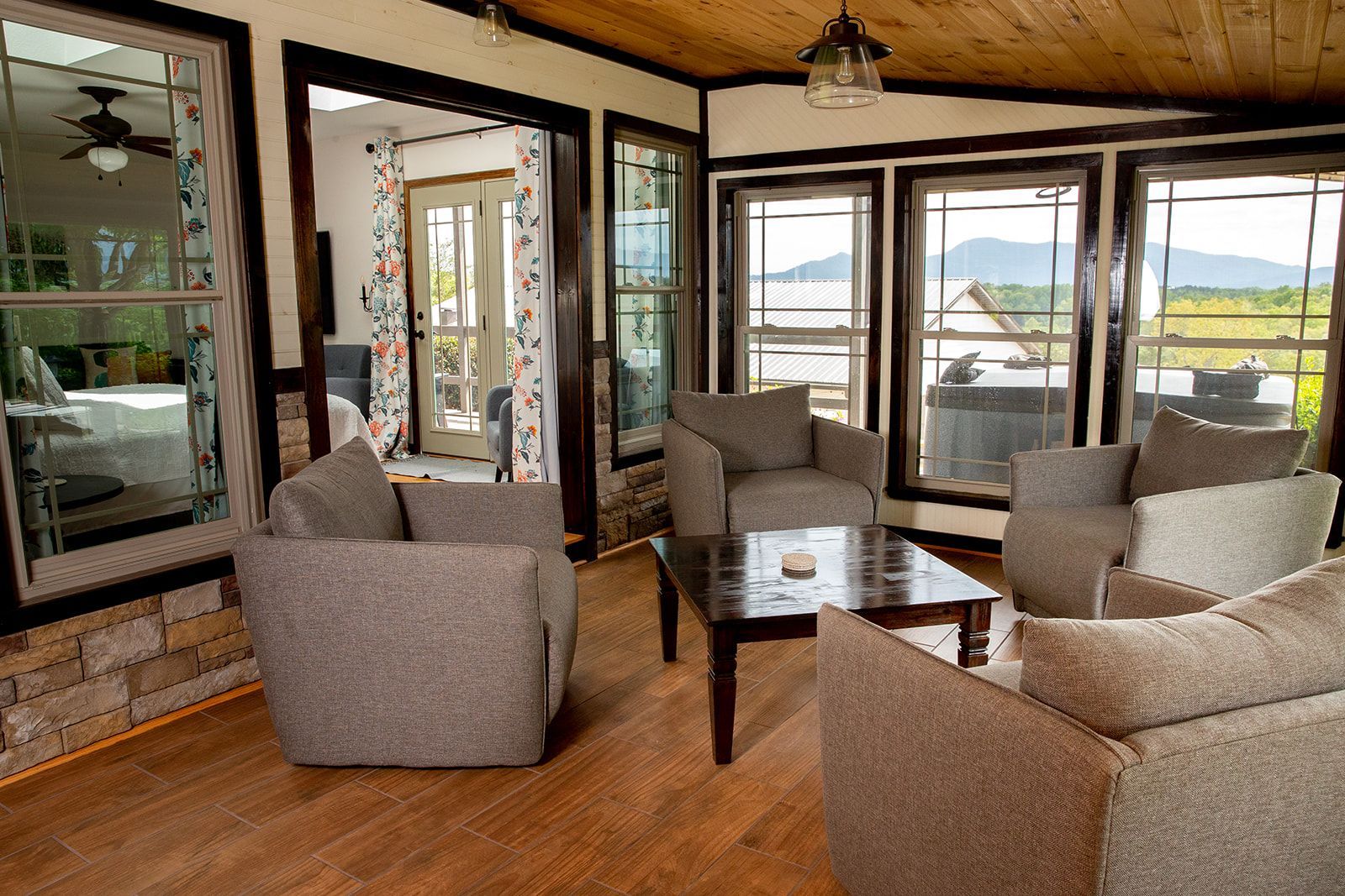 Game room or lounge space at Hilltop House for wedding guests