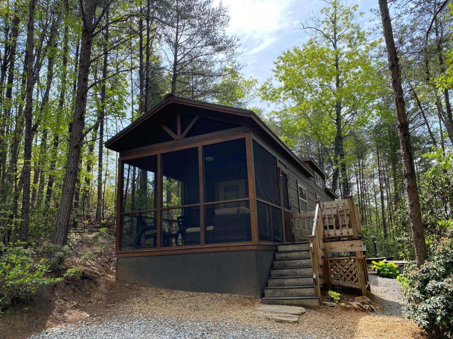 Exterior of Cabin F at Serenity Ridge for wedding guest lodging in North Carolina