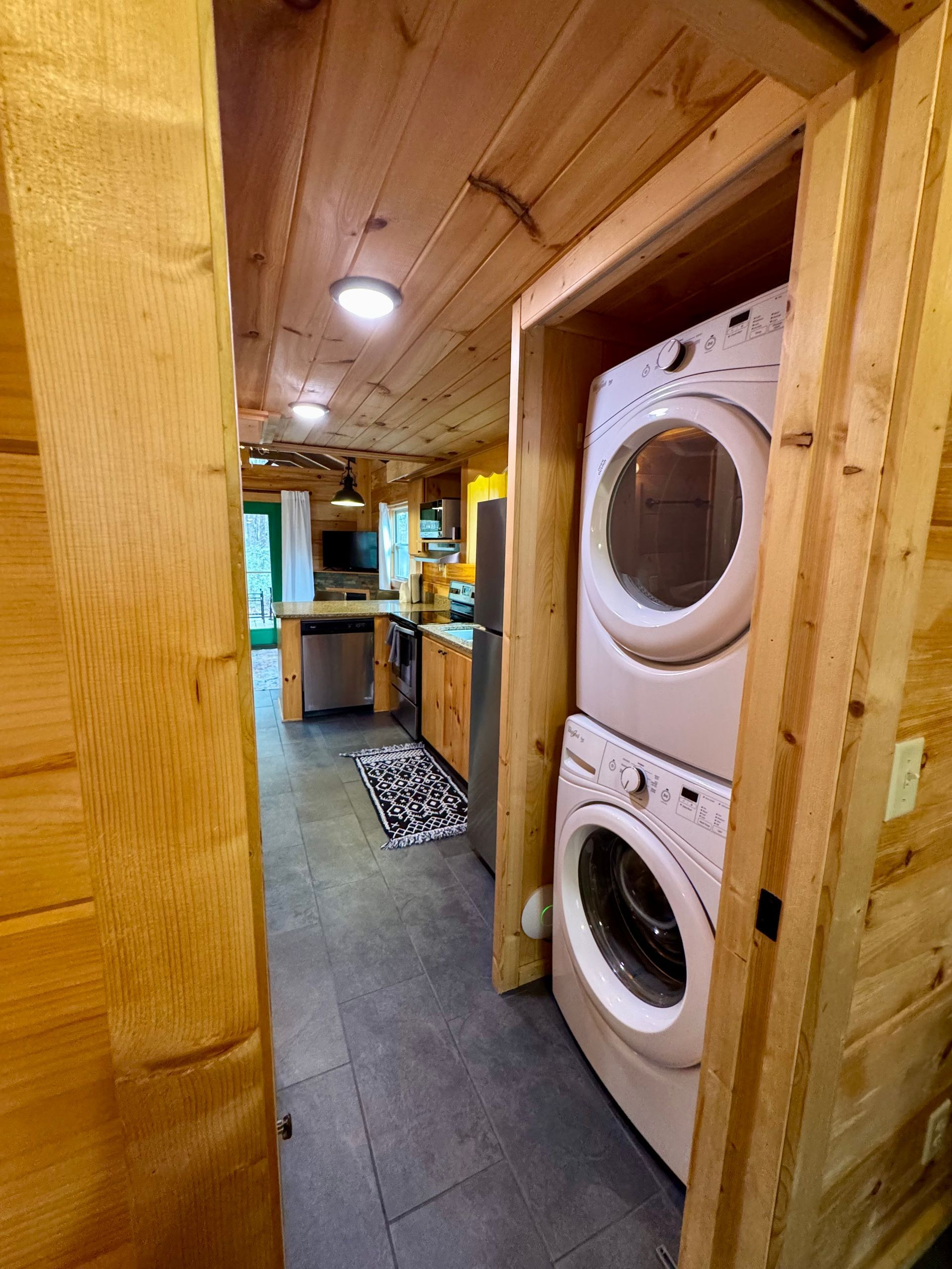 Washer and dryer in Cabin B for wedding guests staying multiple nights