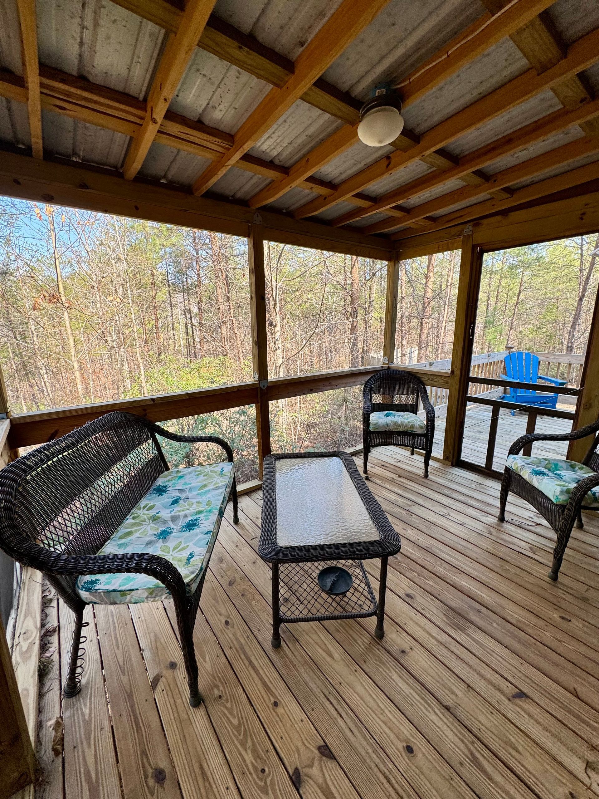 Cabin A porch with mountain views at Serenity Ridge wedding venue lodging