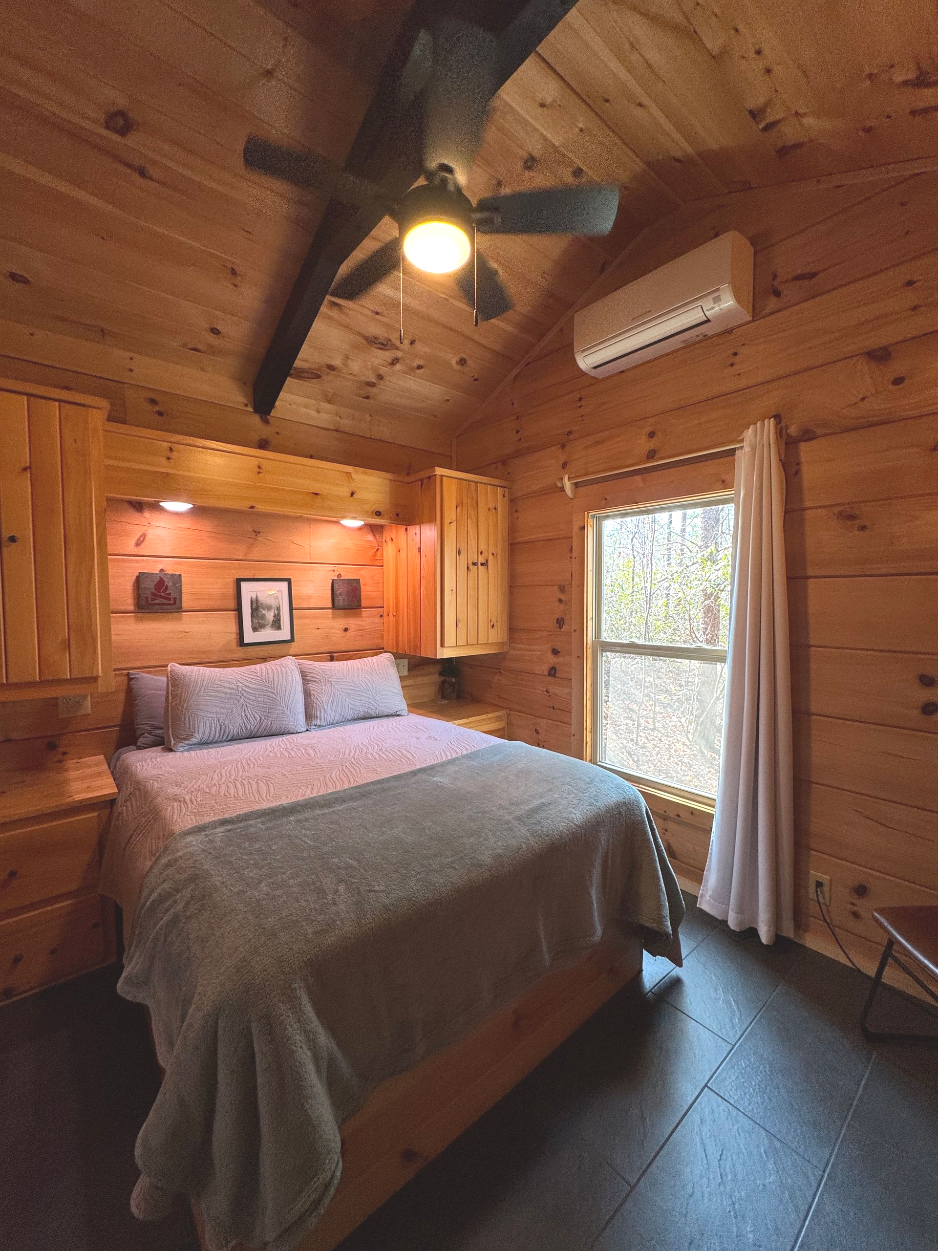 Bedroom in Cabin C at Serenity Ridge for wedding weekend accommodations