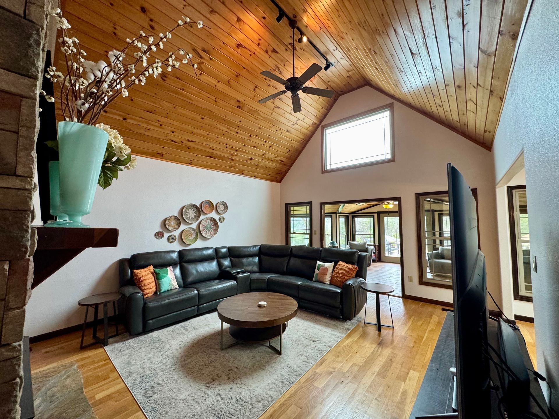 Large living room at Hilltop House for wedding guests at Serenity Ridge