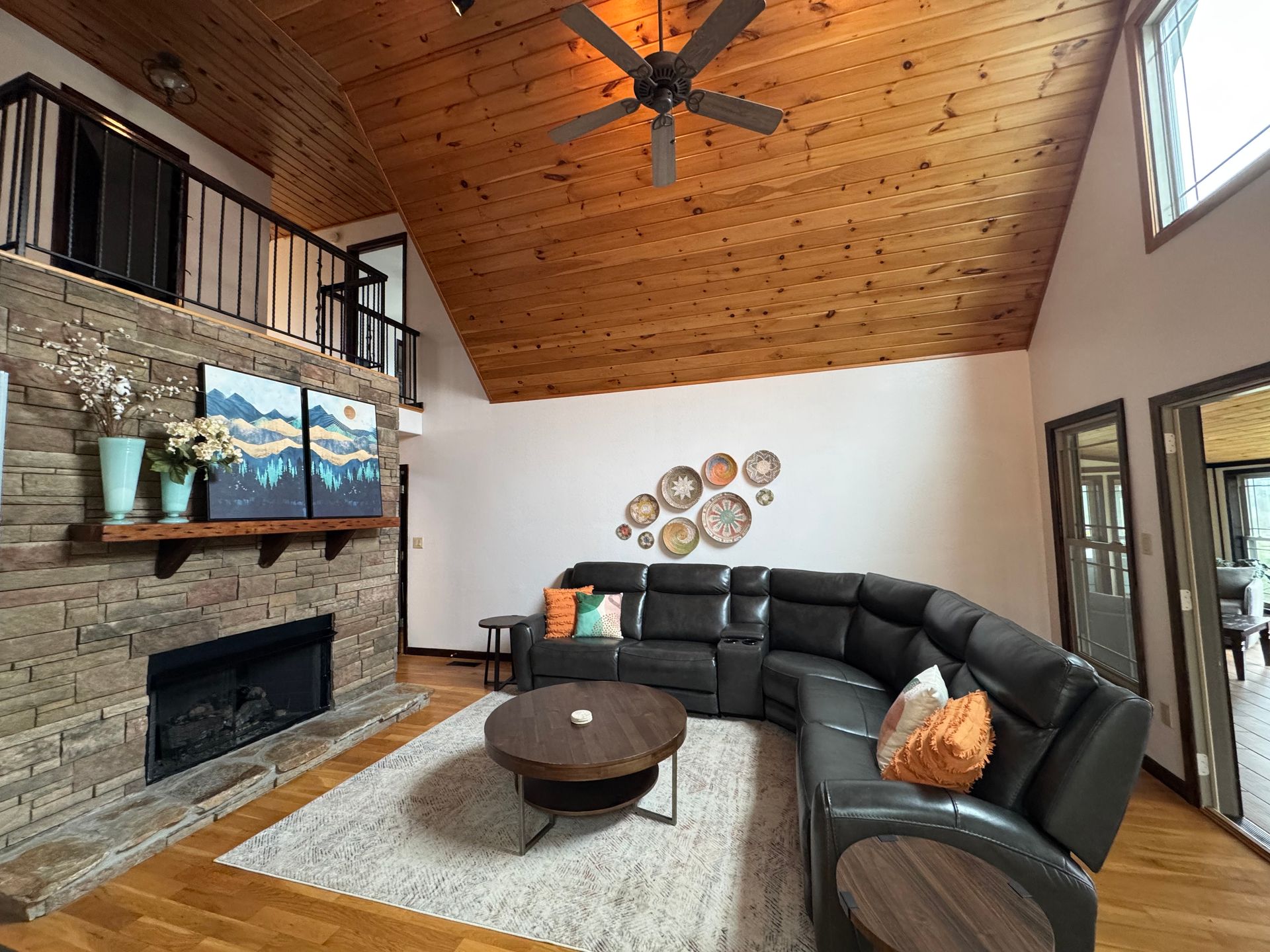 Gas fireplace in living room at Hilltop House Serenity Ridge