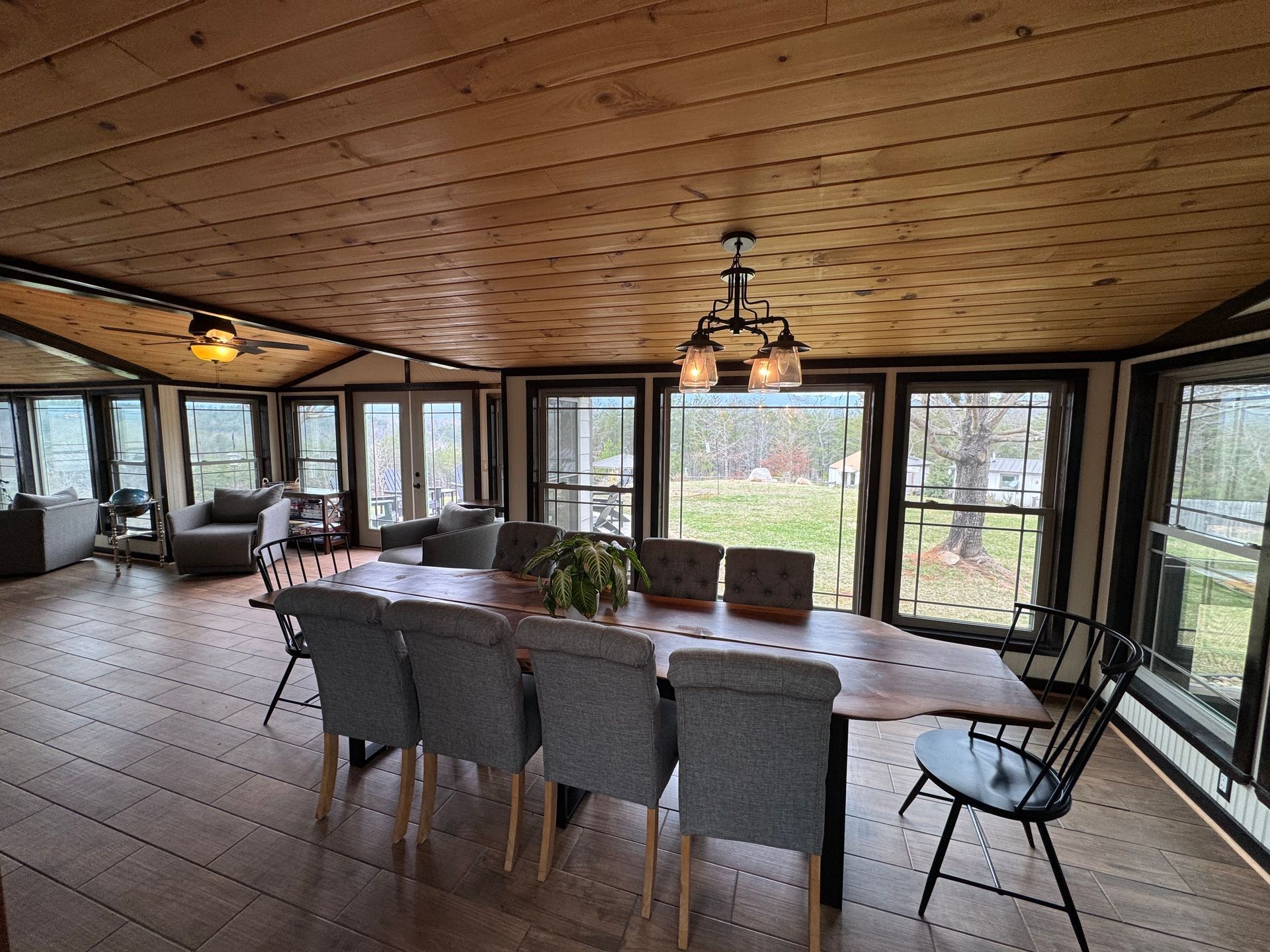 Large dining table at Hilltop House for wedding guests