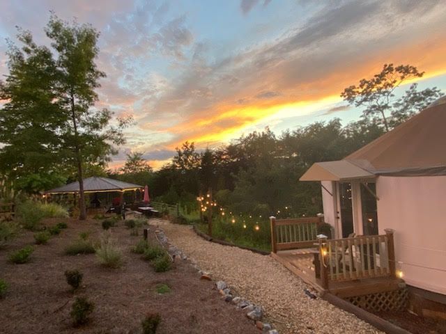 Glamping yurt at Serenity Ridge in the North Carolina mountains for wedding lodging