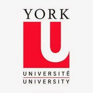 The logo for york university is red and white