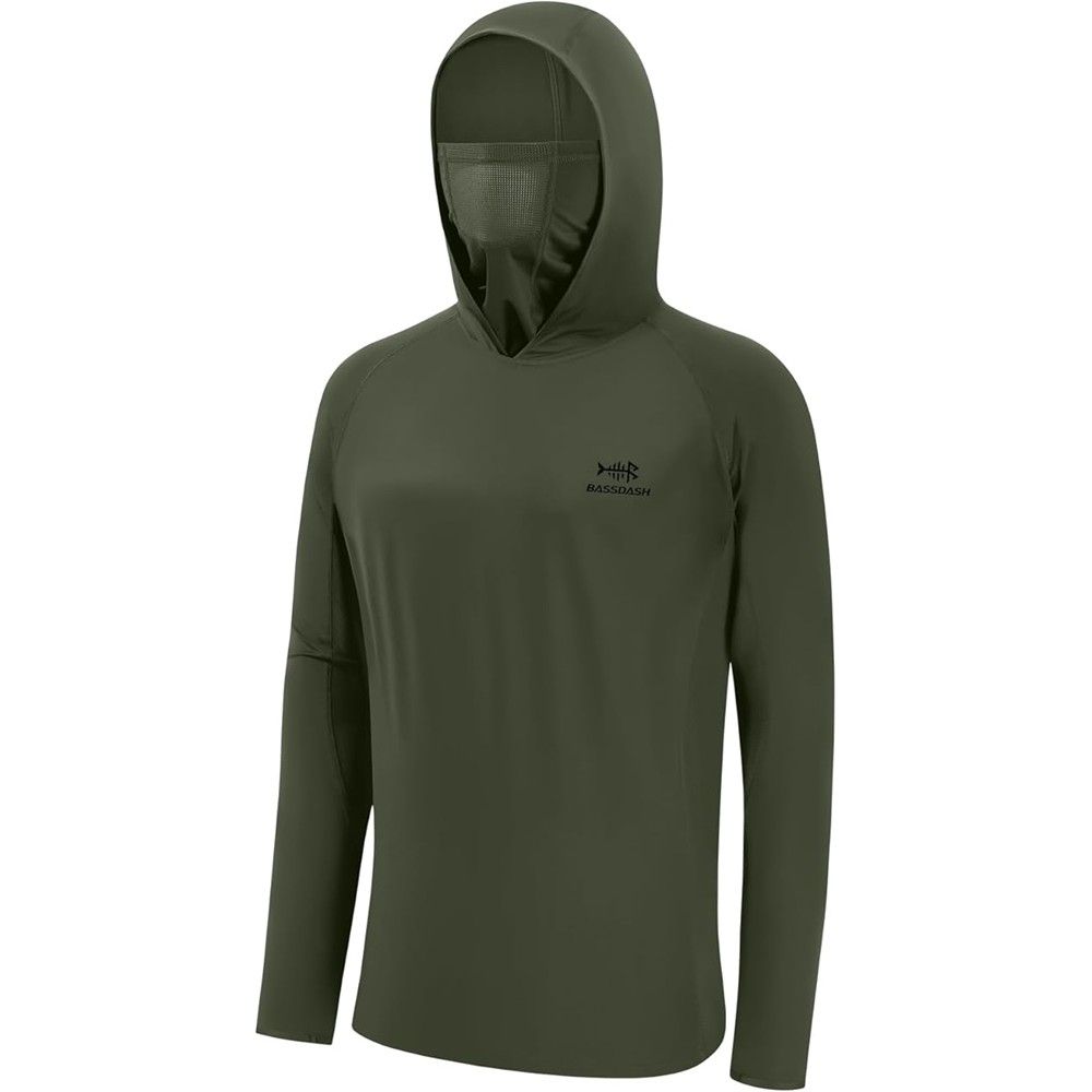 BASSDASH UPF 50+ Men’s Long Sleeve Fishing Shirt with Mask UV Neck Gaiter Hoodie
