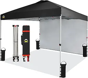 CROWN SHADES 10x10 Pop Up Canopy with 1 Side Wall