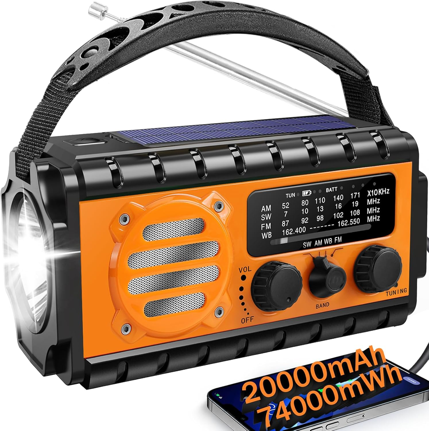 74000mWh Emergency Radio