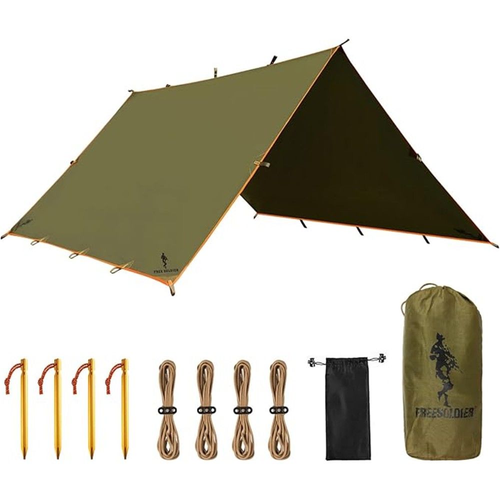 FREE SOLDIER Waterproof Portable Multifunctional Outdoor Camping Traveling Awning Backpacking Tarp Shelter for Rain