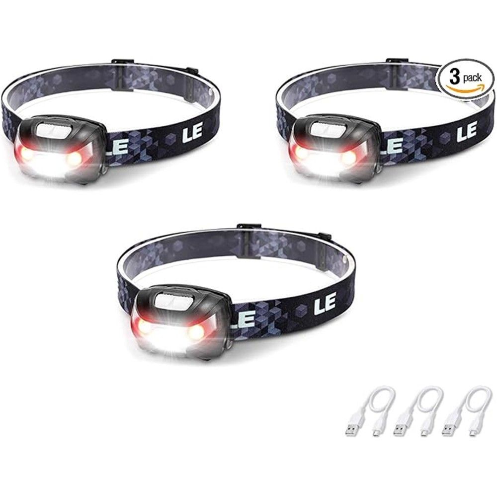 Lepro LED Headlamp Rechargeable 3 Packs