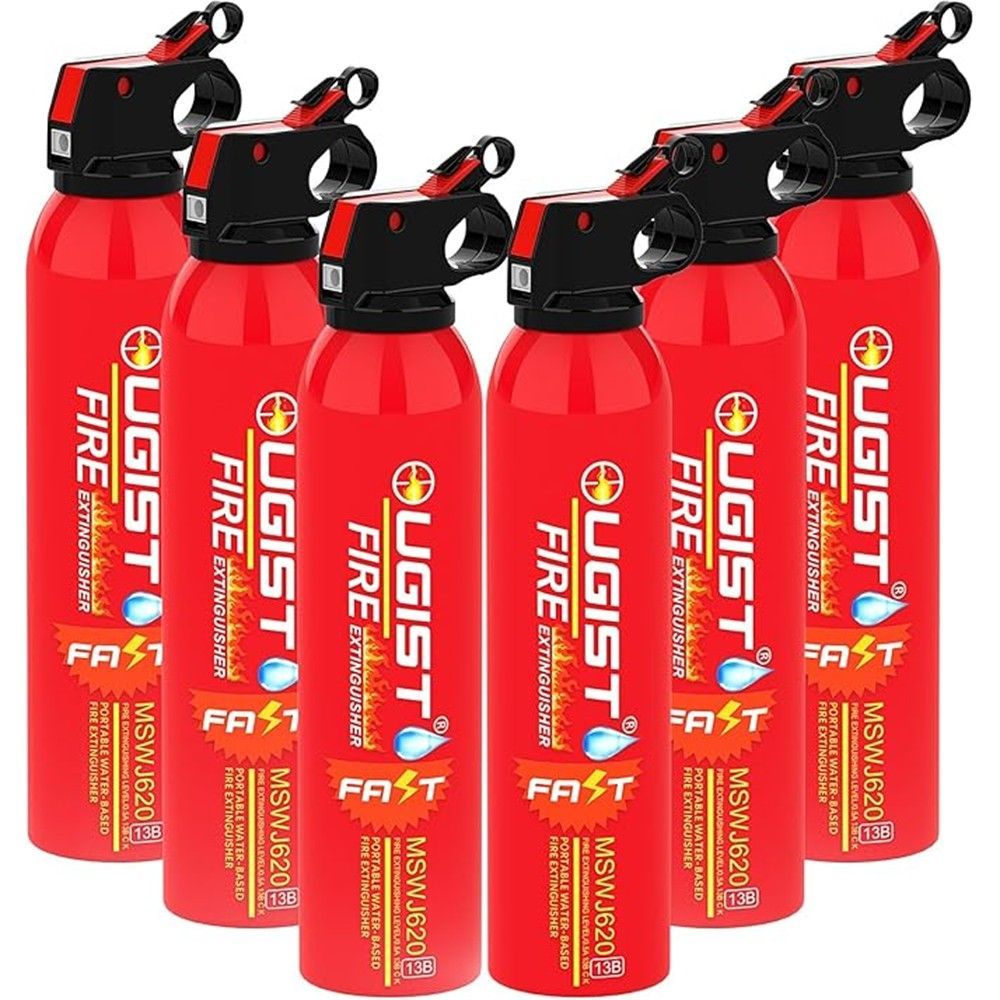 Small Portable Fire Extinguisher for Home and Kitchen, 21oz Each, 6-Pack, Water-Based Fire Extinguishers for Quick Emergency Response, Prevent Re-Ignition, Ideal for Vehicle and Camping, MSJ620