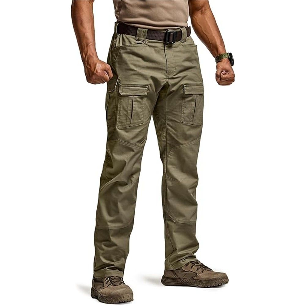 CQR Men's Flex Ripstop Tactical Pants, Water Resistant Stretch Cargo Pants, Lightweight EDC Hiking Work Pants