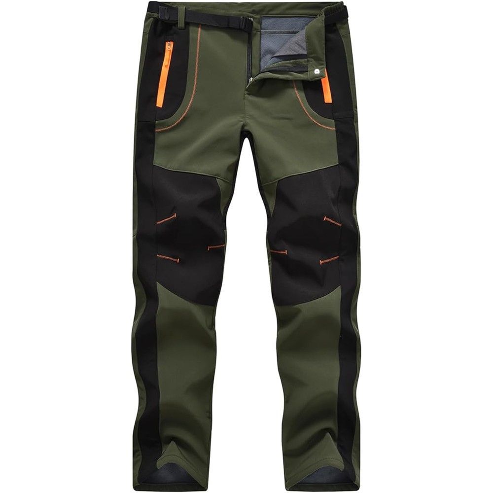 TBMPOY Men's Snow Ski Hiking Pants Waterproof Winter Fleece Lined Pants Camping Skiing Ice Fishing Pants with Belt