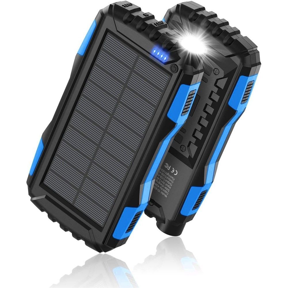Power-Bank-Solar-Charger - 42800mAh Portable Charger,Solar Power Bank,External Battery Pack 5V3.1A Qc 3.0 Fast Charger Built-in Super Bright Flashlight (Blue)
