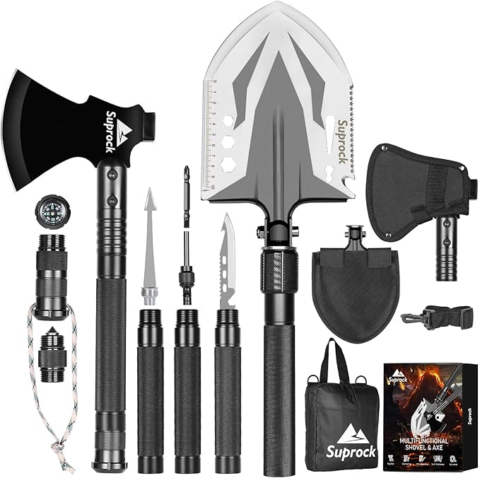 Survival Shovel High Carbon Steel Tactical Shovel Axe Folding Entrenching Tool 