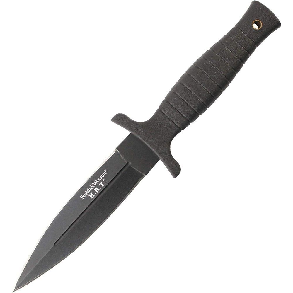 Smith & Wesson SWHRT9B 9in High Carbon S.S. Fixed Blade Knife with 4.7in Dual Edge Blade and TPE Handle for Outdoor, Tactical, Survival and EDC