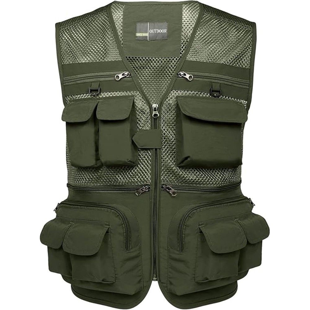 Flygo Mens Summer Outdoor Work Safari Fishing Travel Photo Vest with Pockets
