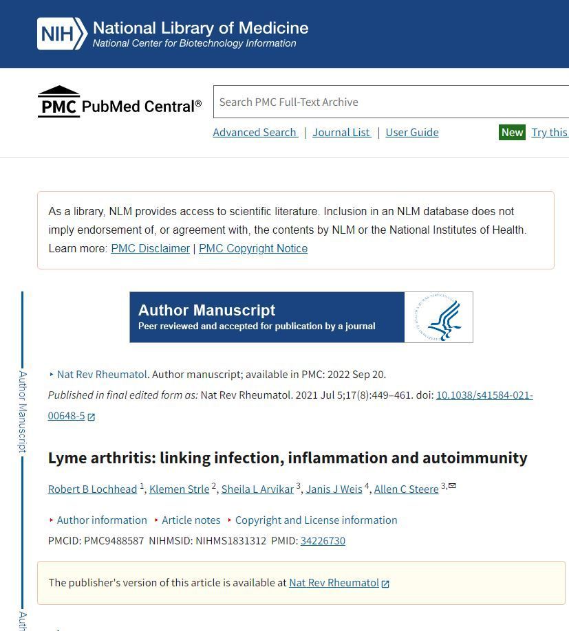 A screenshot of the national library of medicine website