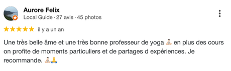 Une capture d'écran d'une critique Facebook pour Aurora Felix