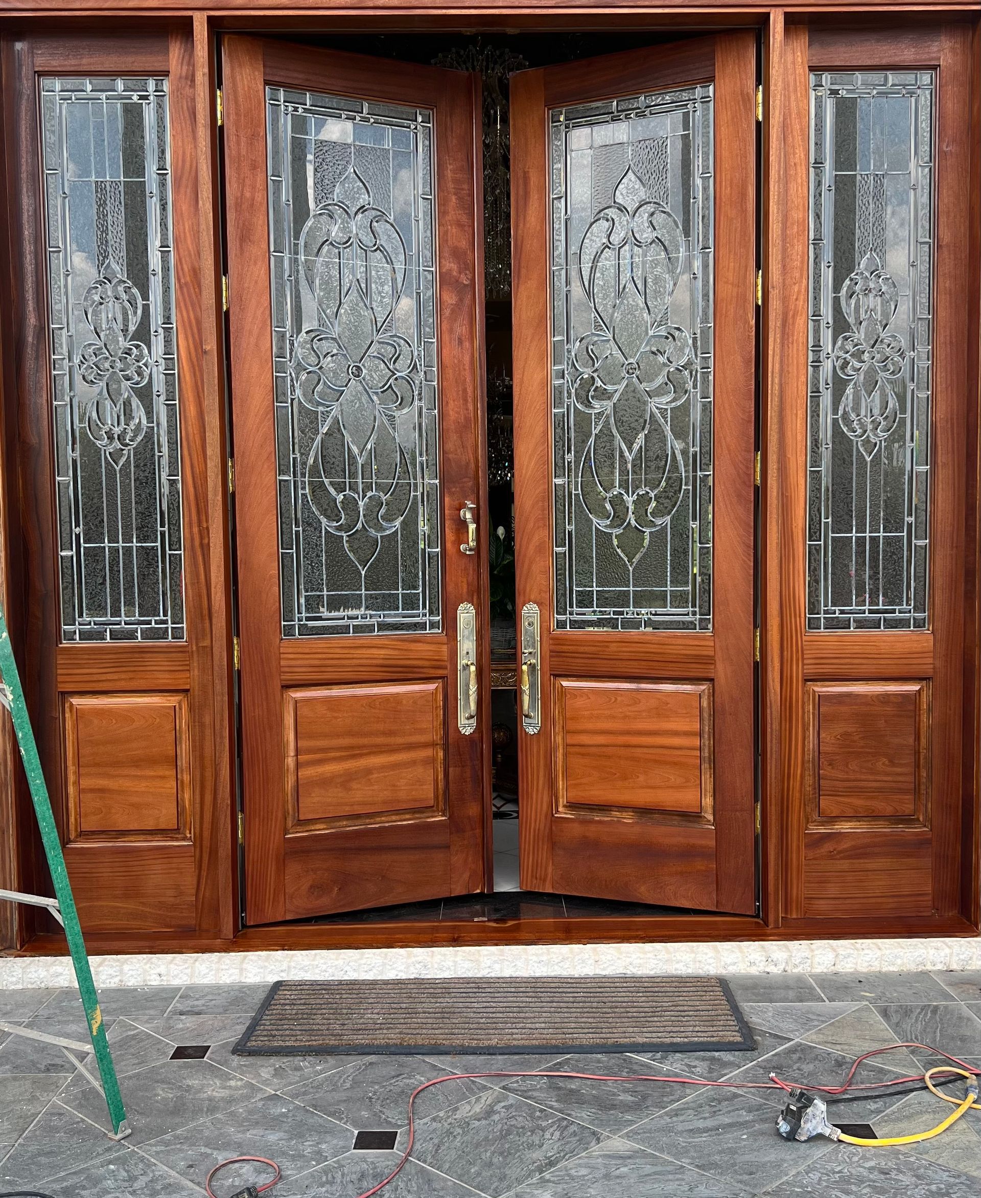 Decorative front door resealed Lacombe, La.