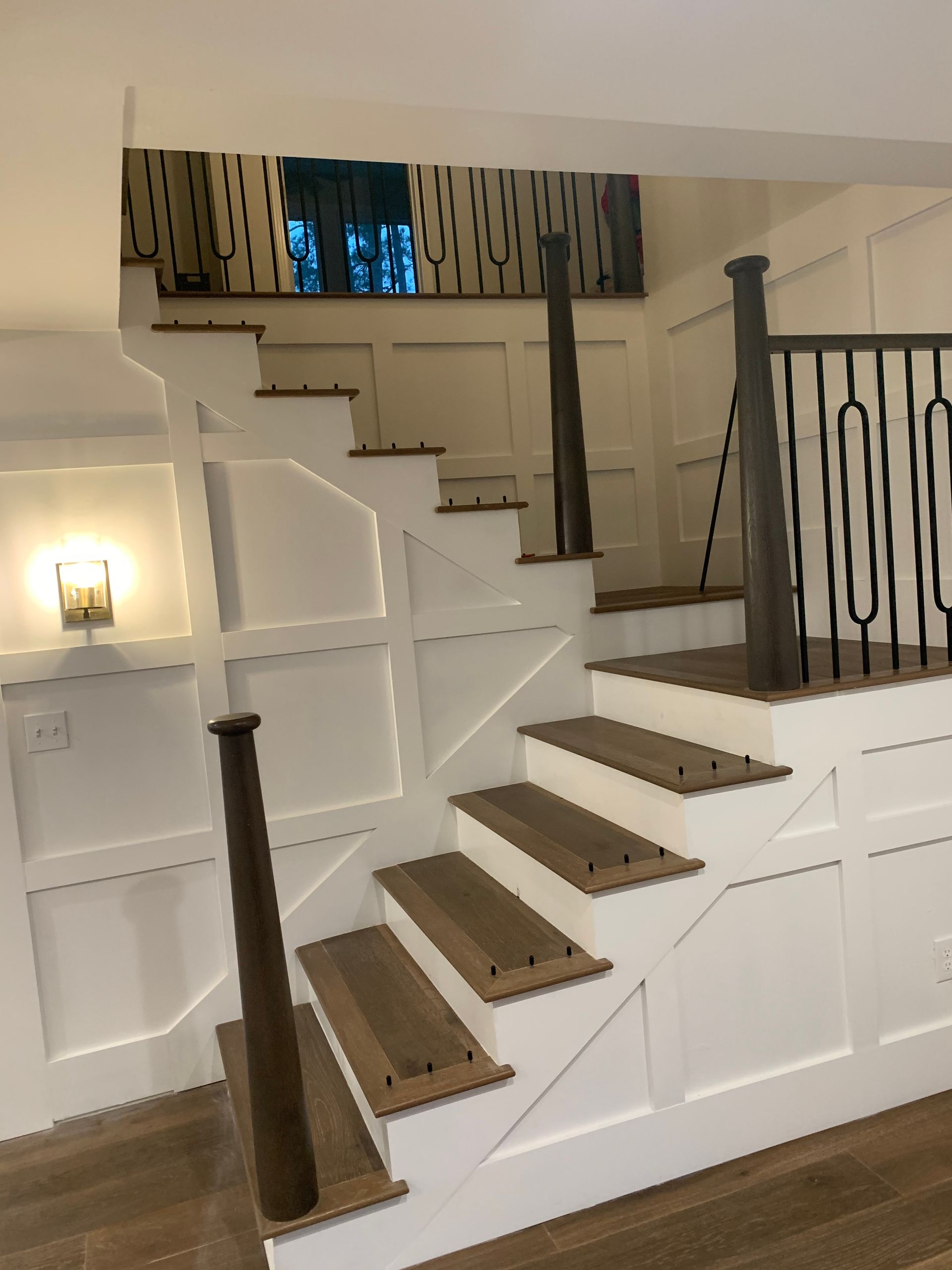 white and wooden stairs