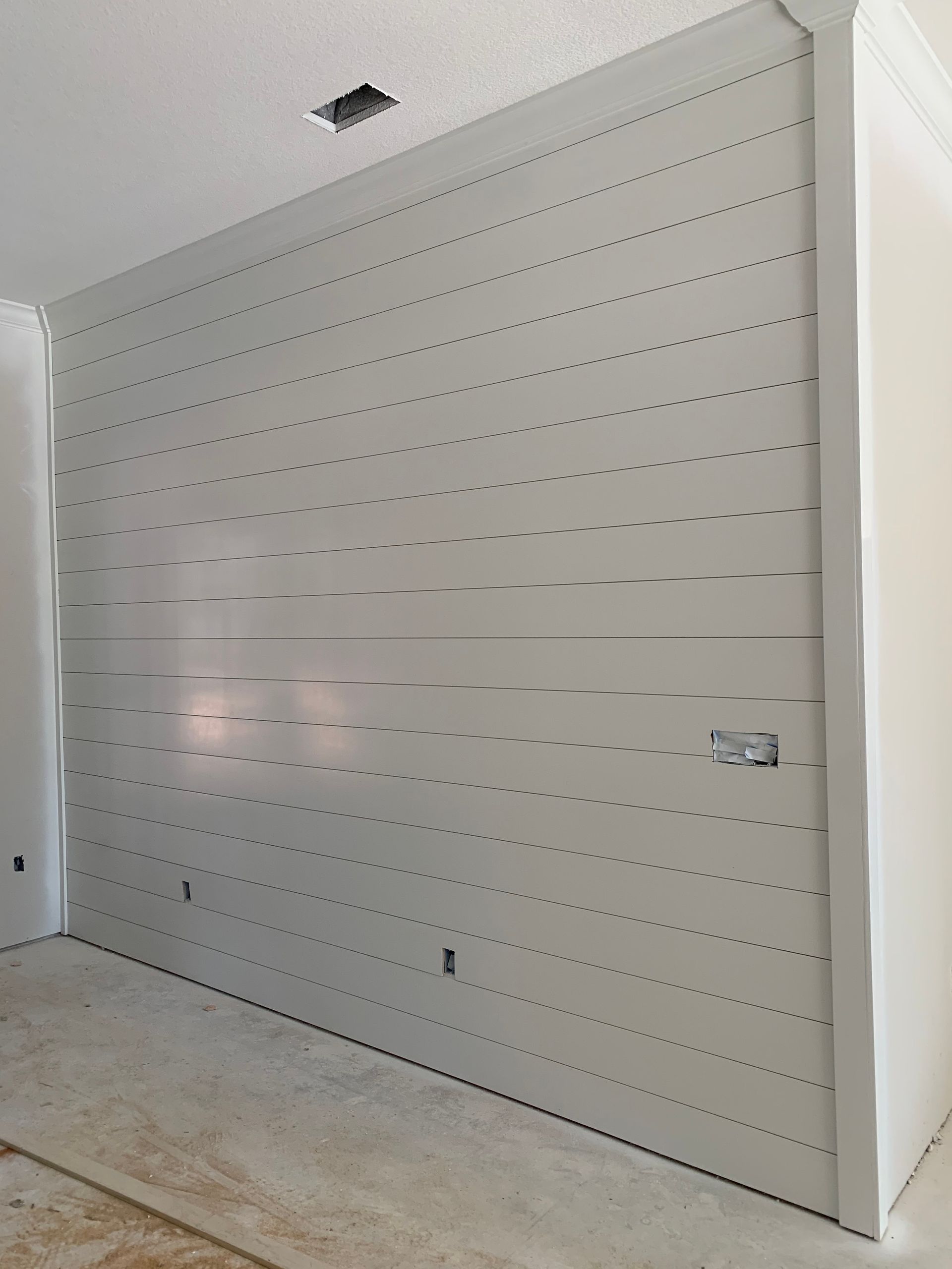 shiplap wall painted white
