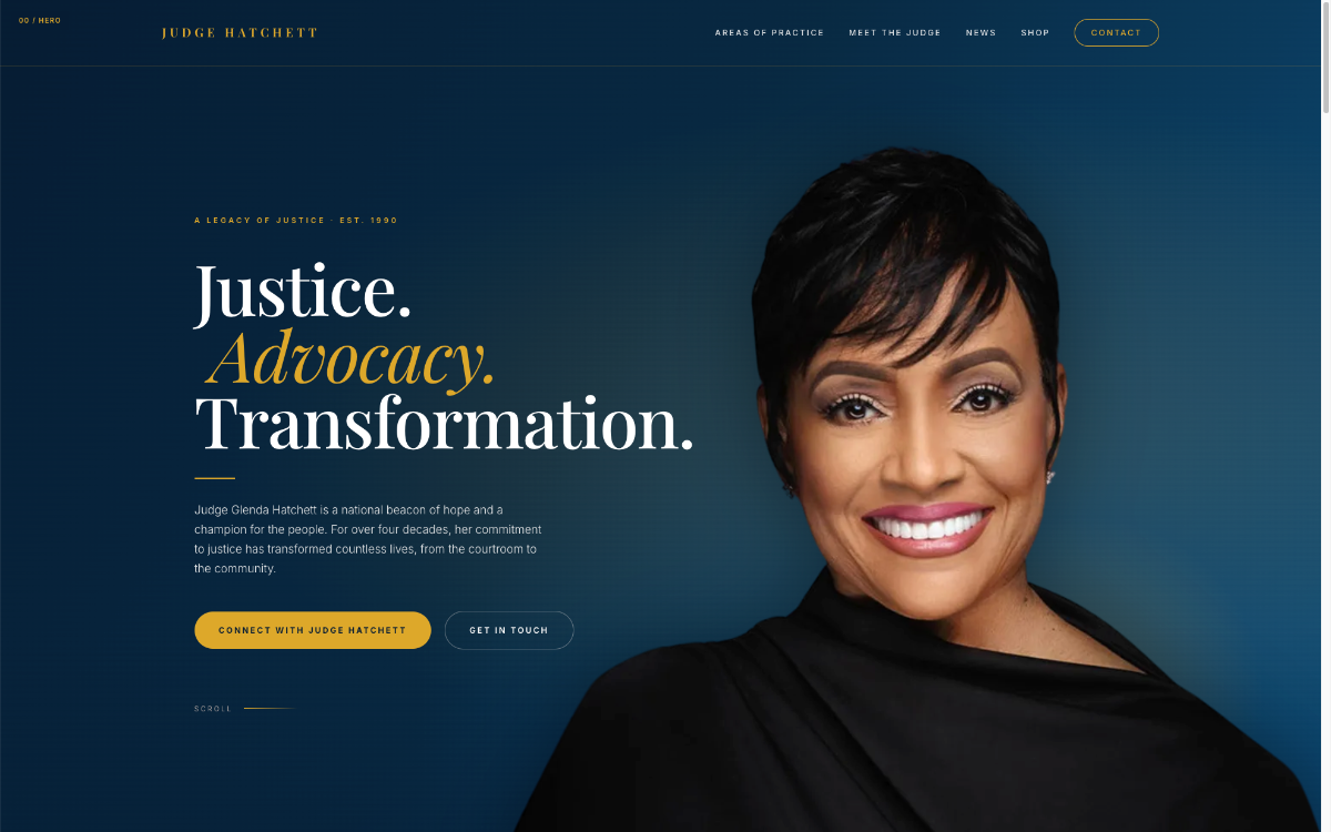 Judge Glenda Hatchett website homepage built by Rishari
