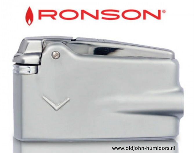 130003 Ronson Premier Varaflame NIEUWE gas aansteker Chroom satijn met de bekende gouden V