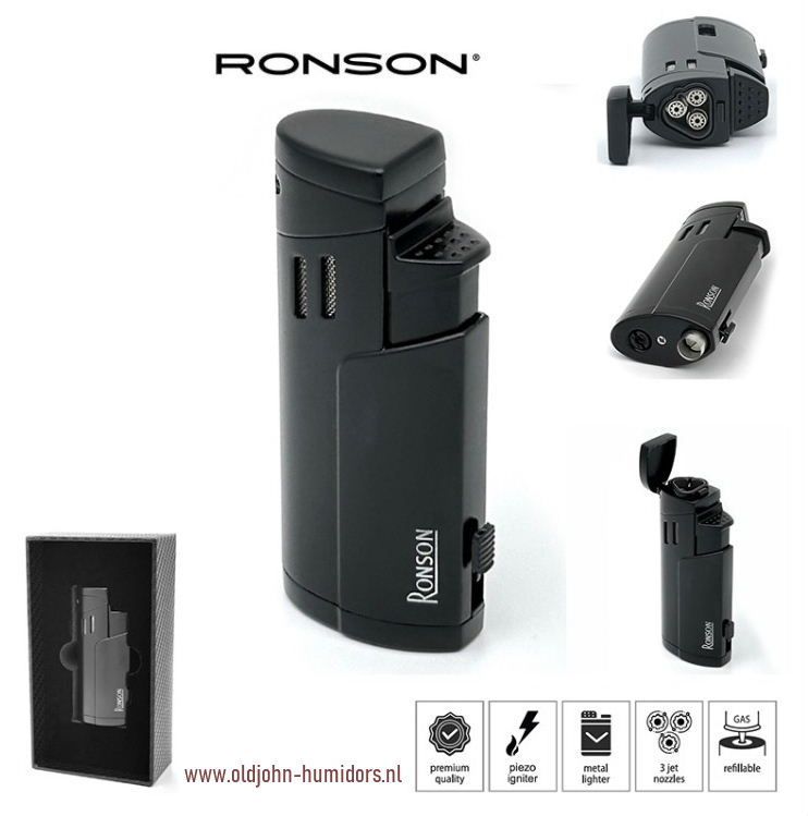 RO7: Ronson Cyclon 3 x Jetflame -Sigarenboor Black