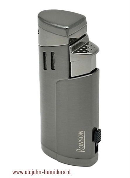 RO8:  Ronson Cyclon 3 x Jetflame  -Sigarenboor  Gun Metal