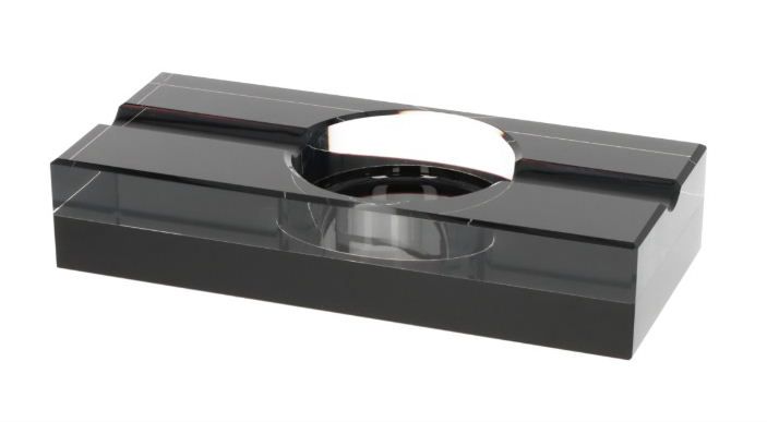 SAB22 Angelo sigaar asbak zwart kristalglas Royale sigaren asbak van 20 cm en ruim 1,5 kilogram Verkoop via www.oldjohn-humidors.nl