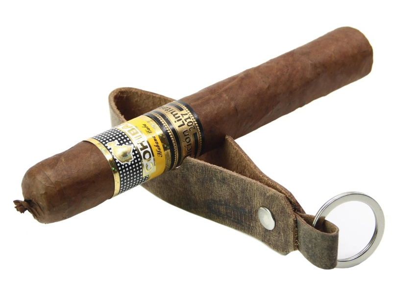 Adorini Cigar and pipe rest key ring leather brown