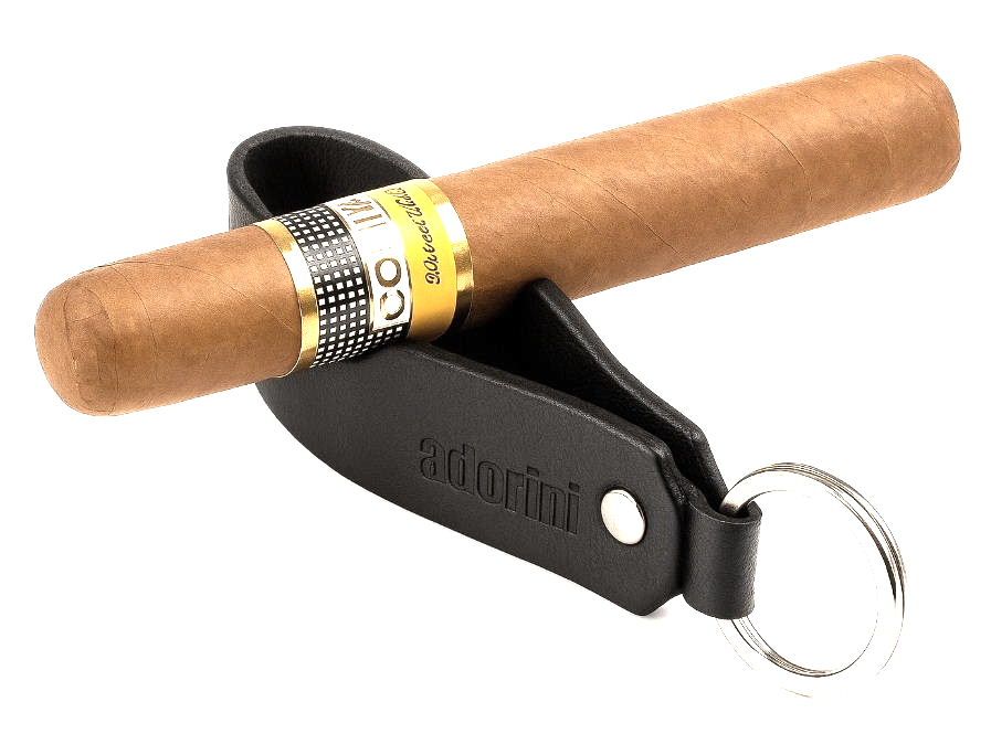 Adorini Cigar and pipe rest key ring leather black