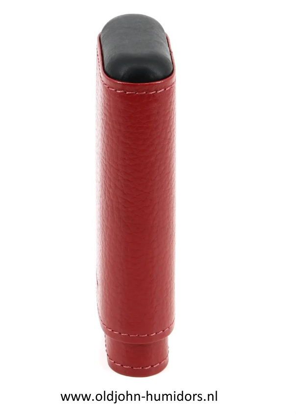 SK04MR Adorini sigarenkoker echt leer magma rood 2 of 3 sigaren cederhout en divider aan de binnenzijde, zwart aan onder- en bovenkant verkoop via oldjohn-humidors.nl