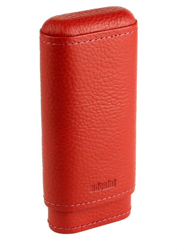 SK04R Adorini sigarenkoker echt leer rood 2 of 3 sigaren cederhout en divider aan de binnenzijde verkoop via oldjohn-humidors.nl