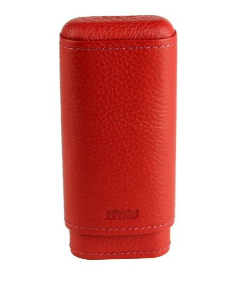 SK04R Adorini sigarenkoker echt leer rood 2 of 3 sigaren cederhout en divider aan de binnenzijde verkoop via oldjohn-humidors.nl