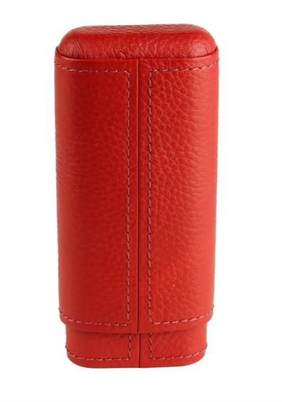 SK04R Adorini sigarenkoker echt leer rood 2 of 3 sigaren cederhout en divider aan de binnenzijde verkoop via oldjohn-humidors.nl