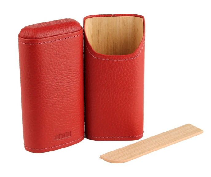 SK04R Adorini sigarenkoker echt leer rood 2 of 3 sigaren cederhout en divider aan de binnenzijde verkoop via oldjohn-humidors.nl