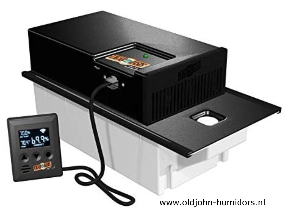 BV40 Cigar Oasis Magna 3.0 Elektronische luchtbevochtiger -WIFI - Afstandsbediening & sensor met groot LCD-scherm met achtergrondverlichting - verkoop via www.oldjohn-humidors.nl