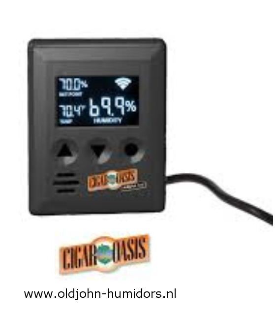 BV40 Cigar Oasis Magna 3.0 Elektronische luchtbevochtiger -WIFI - Afstandsbediening & sensor met groot LCD-scherm met achtergrondverlichting - verkoop via www.oldjohn-humidors.nl