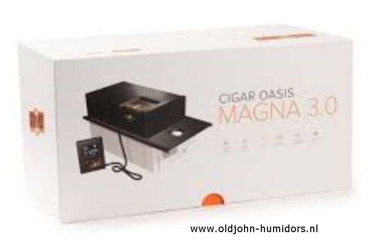 BV40 Cigar Oasis Magna 3.0 Elektronische luchtbevochtiger -WIFI - Afstandsbediening & sensor met groot LCD-scherm met achtergrondverlichting - verkoop via www.oldjohn-humidors.nl