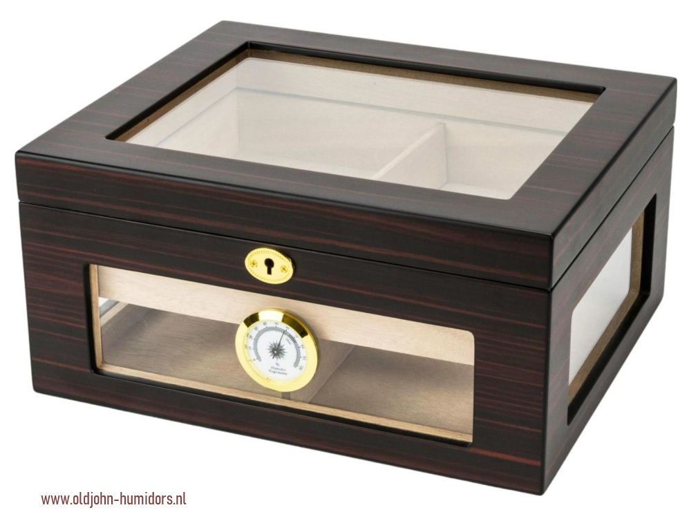 H09 Humidor Ebony Finish 4 zijden doorzicht