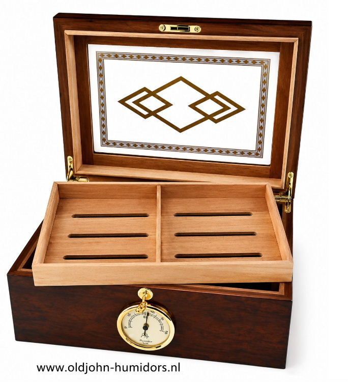 H10 humidor bruin - glas - tray -slot