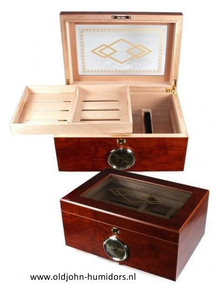 H10 humidor bruin - glas - tray -slot